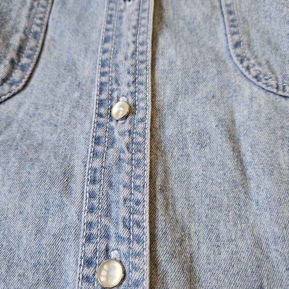 Levi's vintage women/men shirt, L pearl buttons light stone wash western rodeo - Picture 6 of 12